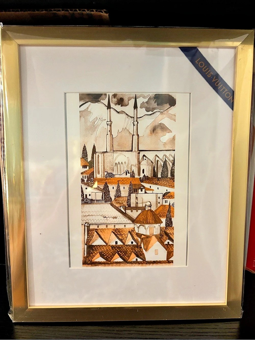 Louis Vuitton x Ruben Toledo Nicosia Framed Print Brown & White Like New